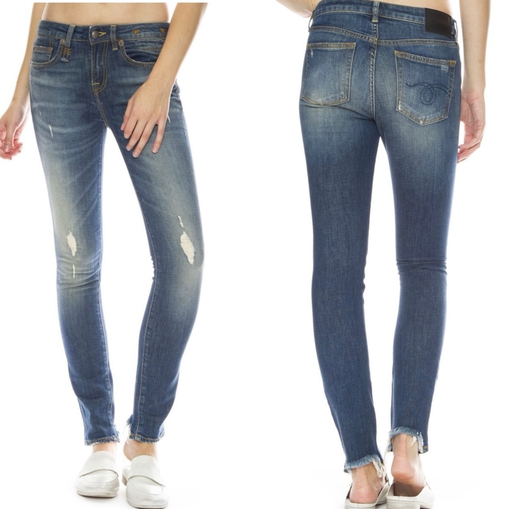 R13 Alison Mid Rise Skinny Jeans 25 | Designer Denim| 90s Model Off Duty Luxury